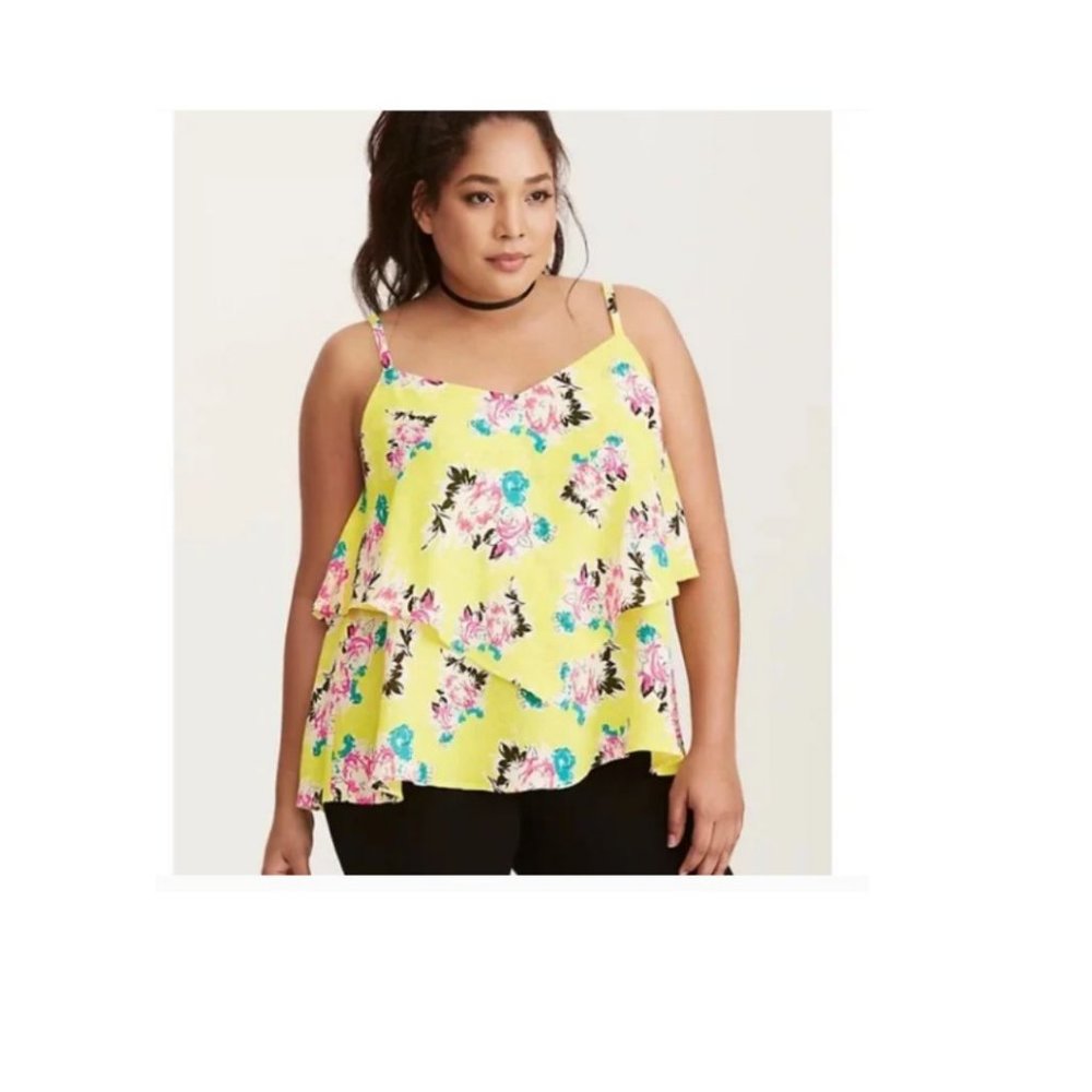 Torrid Floral‎ Print Layered Crisscross Camisole Size 4